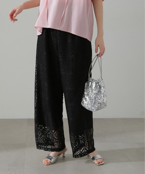 N.（N. Natural Beauty Basic）（エヌエヌナチュラルビューティーベーシック）の「◆レースイージーパンツ（その他パンツ・レディース・ブラック/ホワイト・MEDIUM）」の13枚目の写真