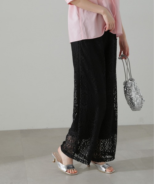 N.（N. Natural Beauty Basic）（エヌエヌナチュラルビューティーベーシック）の「◆レースイージーパンツ（その他パンツ・レディース・ブラック/ホワイト・MEDIUM）」の14枚目の写真