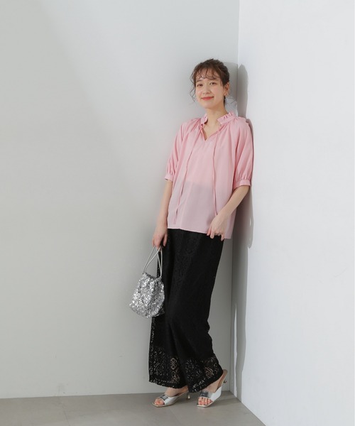 N.（N. Natural Beauty Basic）（エヌエヌナチュラルビューティーベーシック）の「◆レースイージーパンツ（その他パンツ・レディース・ブラック/ホワイト・MEDIUM）」の4枚目の写真