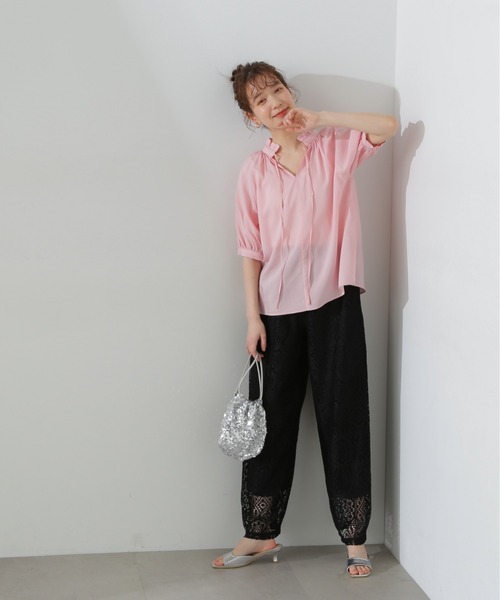 N.（N. Natural Beauty Basic）（エヌエヌナチュラルビューティーベーシック）の「◆レースイージーパンツ（その他パンツ・レディース・ブラック/ホワイト・MEDIUM）」の5枚目の写真