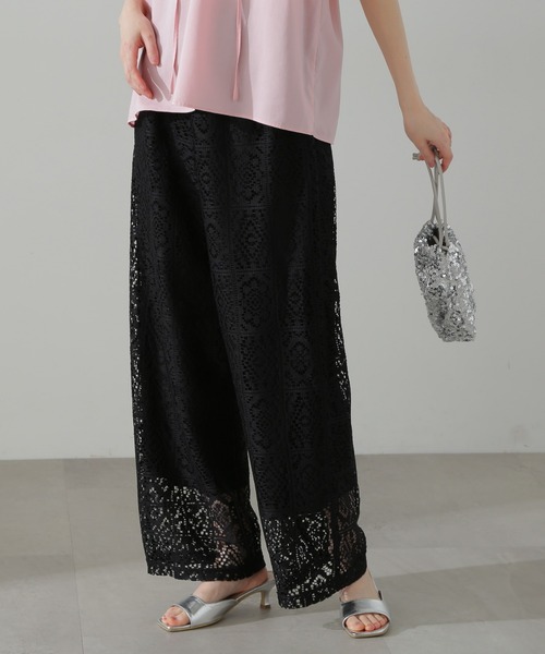 N.（N. Natural Beauty Basic）（エヌエヌナチュラルビューティーベーシック）の「◆レースイージーパンツ（その他パンツ・レディース・ブラック/ホワイト・MEDIUM）」の6枚目の写真