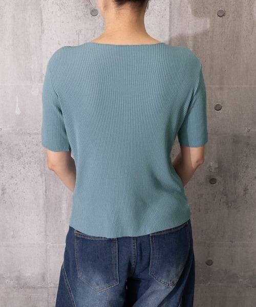 Miniministore(ミニミニストア)の「サマーニット ボートネック 着やせ(ニット/セーター・レディース・ブルー/イエロー/ブラック/ホワイト/グリーン/ピンク・FREE)」の21枚目の写真