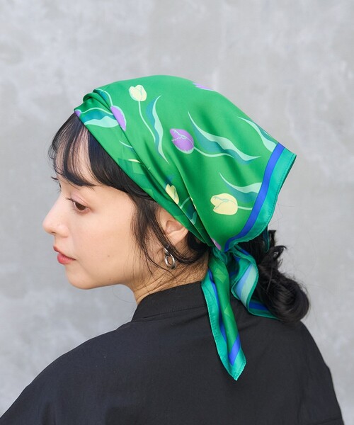 FREAK'S STORE（フリークスストア）の「Casselini/キャセリーニ ヴィンテージライクチューリップスカーフ（バンダナ/スカーフ・レディース・ブラウン/レッド/グリーン・ONE SIZE）」の7枚目の写真