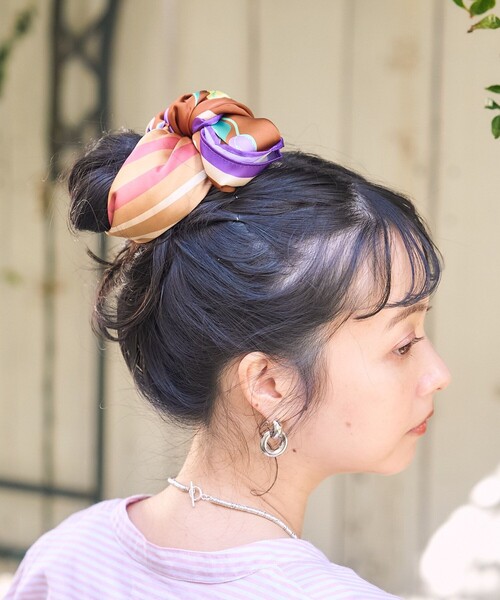 FREAK'S STORE（フリークスストア）の「Casselini/キャセリーニ ヴィンテージライクチューリップスカーフ（バンダナ/スカーフ・レディース・ブラウン/レッド/グリーン・ONE SIZE）」の5枚目の写真