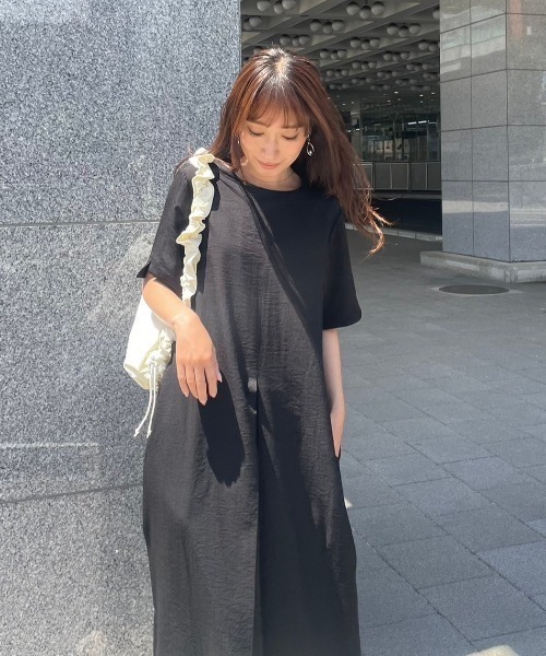 y/m(イム)の「リネンタッチフロントタックマキシワンピース(ワンピース・レディース・ベージュ/アイボリー/ブラック・FREE)」の6枚目の写真