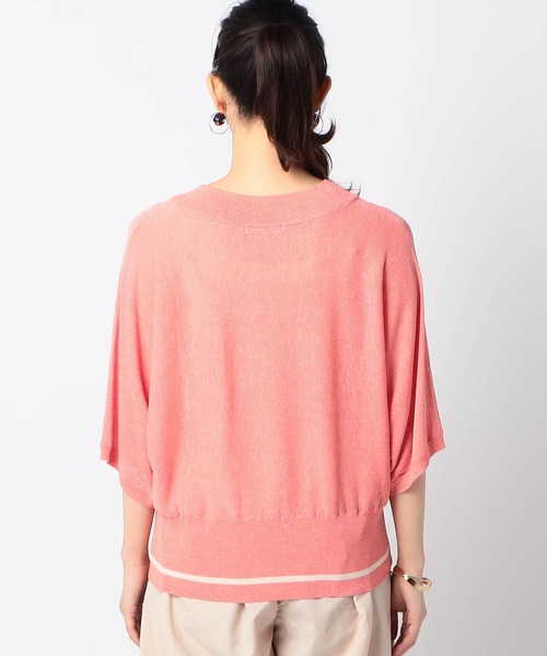 Grand PARK（グランドパーク）の「ライン入りVネックサマーニット（ニット/セーター・レディース・ブルー/グレー/レッド系/ライトベージュ・FREE）」の7枚目の写真