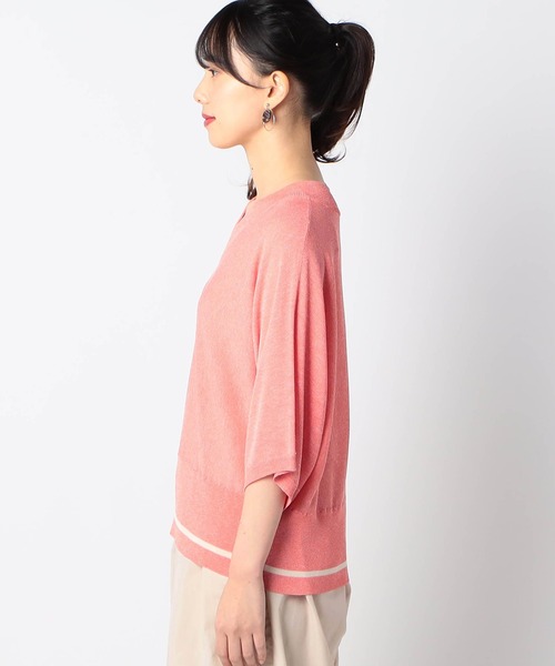 Grand PARK（グランドパーク）の「ライン入りVネックサマーニット（ニット/セーター・レディース・ブルー/グレー/レッド系/ライトベージュ・FREE）」の8枚目の写真