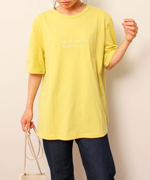 MB mint breeze(エムビーミントブリーズ)の「【L~5L 大きいサイズ】コットン ロゴ プリント Tシャツ(Tシャツ/カットソー・レディース・グリーン/ネイビー/オフホワイト・LL/4L/3L/5L/L)」の7枚目の写真