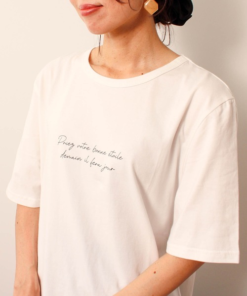 MB mint breeze(エムビーミントブリーズ)の「【L~5L 大きいサイズ】コットン ロゴ プリント Tシャツ(Tシャツ/カットソー・レディース・グリーン/ネイビー/オフホワイト・LL/4L/3L/5L/L)」の10枚目の写真