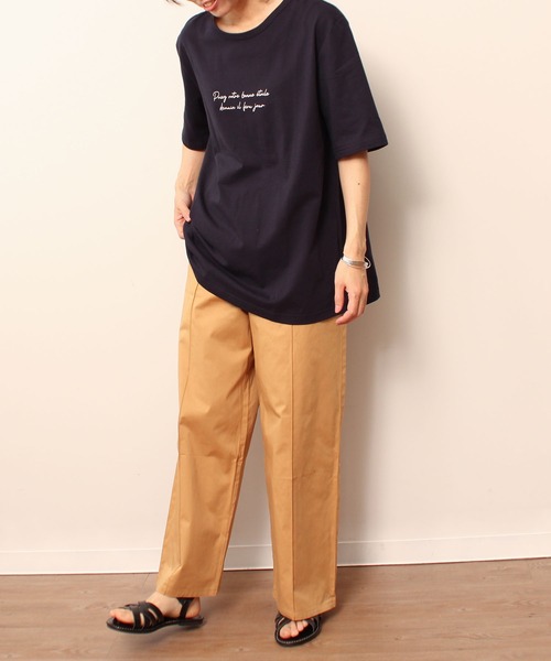 MB mint breeze(エムビーミントブリーズ)の「【L~5L 大きいサイズ】コットン ロゴ プリント Tシャツ(Tシャツ/カットソー・レディース・グリーン/ネイビー/オフホワイト・LL/4L/3L/5L/L)」の14枚目の写真