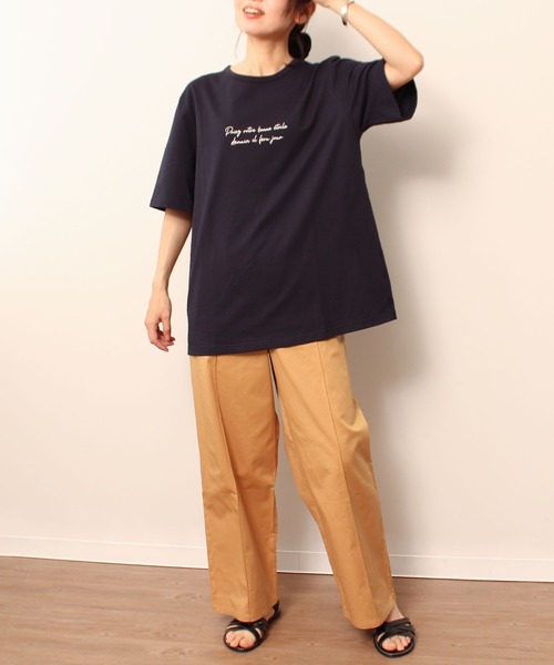MB mint breeze(エムビーミントブリーズ)の「【L~5L 大きいサイズ】コットン ロゴ プリント Tシャツ(Tシャツ/カットソー・レディース・グリーン/ネイビー/オフホワイト・LL/4L/3L/5L/L)」の15枚目の写真