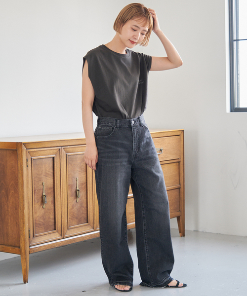 Spick & Span（スピックアンドスパン）の「ラメ ロゴ プリントフレンチT（Tシャツ/カットソー・レディース・チャコールグレー/ホワイト・FREE）」の7枚目の写真