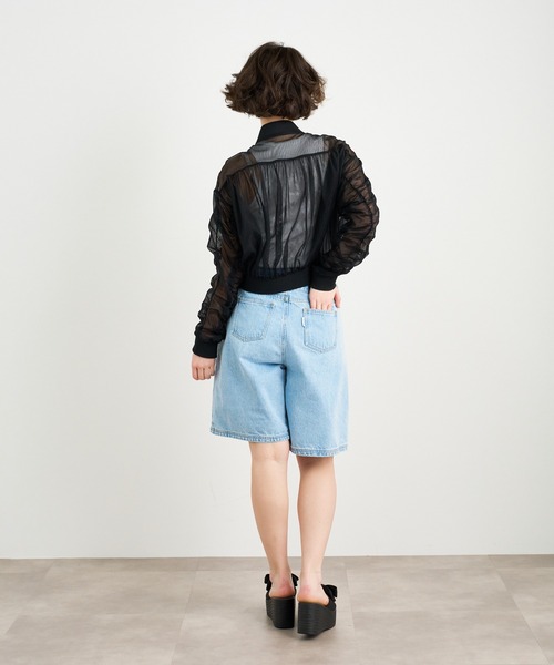 ANNA SUI NYC（アナ スイ エヌ ワイ シー）の「ANNA SUI NYC チュールギャザーショートブルゾン（ブルゾン・レディース・ブラック/ホワイト/ブルー・FREE）」の5枚目の写真