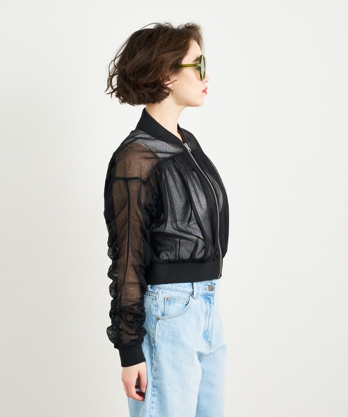 ANNA SUI NYC（アナ スイ エヌ ワイ シー）の「ANNA SUI NYC チュールギャザーショートブルゾン（ブルゾン・レディース・ブラック/ホワイト/ブルー・FREE）」の12枚目の写真