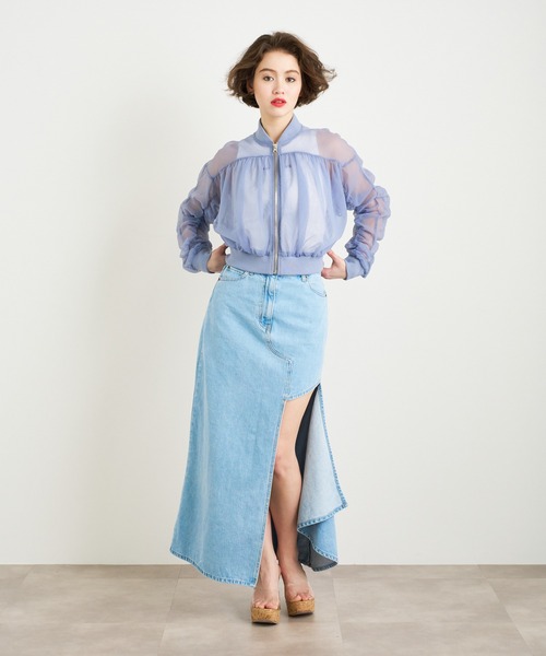 ANNA SUI NYC（アナ スイ エヌ ワイ シー）の「ANNA SUI NYC チュールギャザーショートブルゾン（ブルゾン・レディース・ブラック/ホワイト/ブルー・FREE）」の8枚目の写真