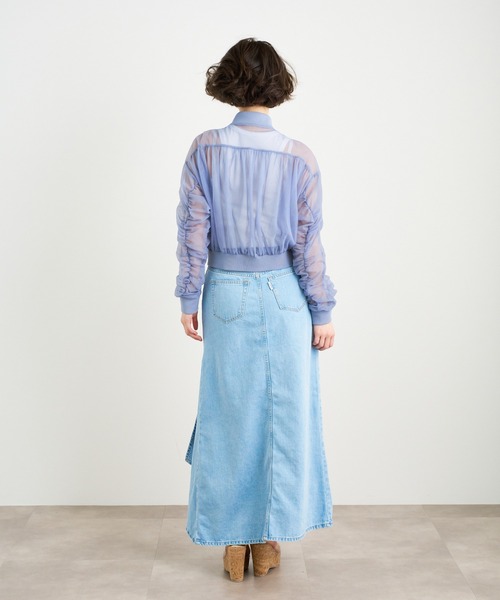 ANNA SUI NYC（アナ スイ エヌ ワイ シー）の「ANNA SUI NYC チュールギャザーショートブルゾン（ブルゾン・レディース・ブラック/ホワイト/ブルー・FREE）」の10枚目の写真