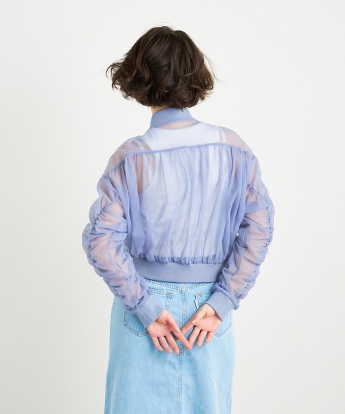 ANNA SUI NYC（アナ スイ エヌ ワイ シー）の「ANNA SUI NYC チュールギャザーショートブルゾン（ブルゾン・レディース・ブラック/ホワイト/ブルー・FREE）」の14枚目の写真