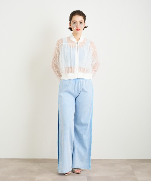 ANNA SUI NYC（アナ スイ エヌ ワイ シー）の「ANNA SUI NYC チュールギャザーショートブルゾン（ブルゾン・レディース・ブラック/ホワイト/ブルー・FREE）」の18枚目の写真