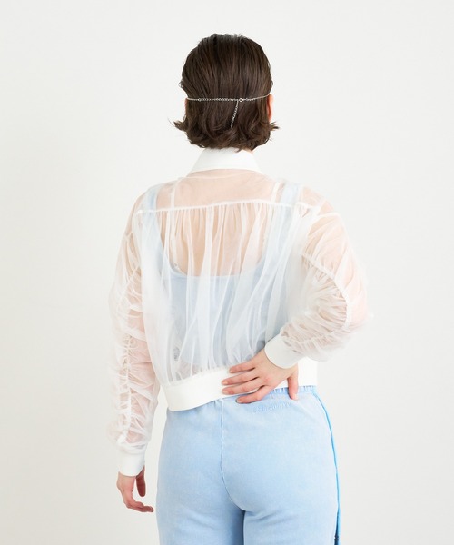 ANNA SUI NYC（アナ スイ エヌ ワイ シー）の「ANNA SUI NYC チュールギャザーショートブルゾン（ブルゾン・レディース・ブラック/ホワイト/ブルー・FREE）」の20枚目の写真