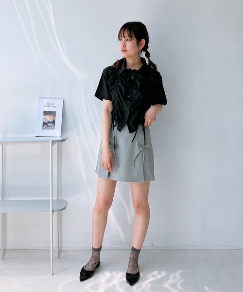 AS KNOW AS plus（アズノゥアズプラス）の「◎ダブル シャーリングリボン半袖シャツ（シャツ/ブラウス・レディース・ブラック/オフホワイト/ブルー/ブルー系その他・FREE）」の19枚目の写真