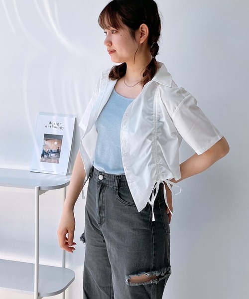 AS KNOW AS plus（アズノゥアズプラス）の「◎ダブル シャーリングリボン半袖シャツ（シャツ/ブラウス・レディース・ブラック/オフホワイト/ブルー/ブルー系その他・FREE）」の22枚目の写真