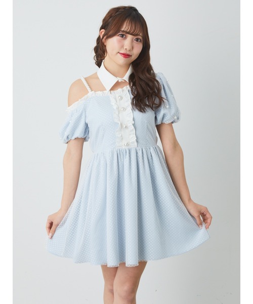 Ank Rouge(アンクルージュ)の「ワンショルチュール重ねワンピース(ワンピース・レディース・ブラック/ホワイト/ブルー・M)」の11枚目の写真