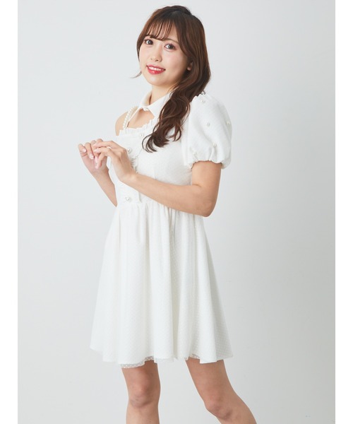 Ank Rouge(アンクルージュ)の「ワンショルチュール重ねワンピース(ワンピース・レディース・ブラック/ホワイト/ブルー・M)」の5枚目の写真