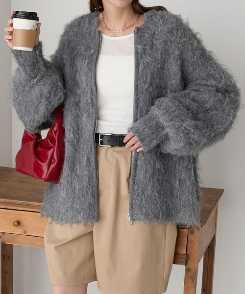 glamlips シャギーニットダブルコート タグ付き新品未使用 glamLips シャギー KNIT ダブル コート