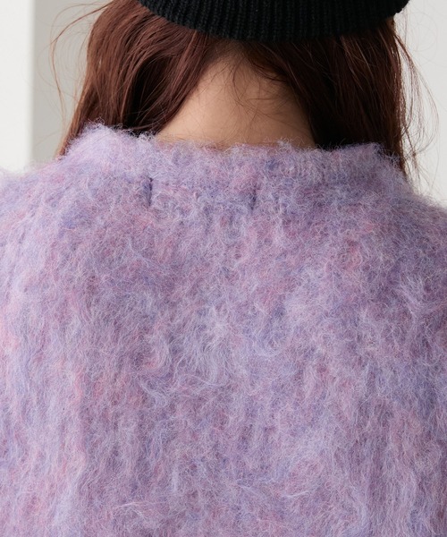 キャンディシャギーダブルジップボリュームスリーブニットジャケット