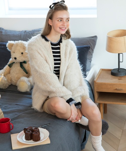 BONLECILL(ボンルシール)の「キャンディシャギーダブルジップボリュームスリーブニットジャケット/カーディガン(カーディガン/ボレロ・レディース・アイボリー/チャコールグレー/ラベンダー/オレンジ・FREE)」の19枚目の写真