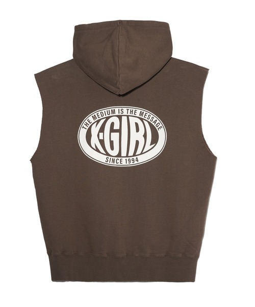 X-girl（エックスガール）の「OVAL LOGO ZIP UP SWEAT VEST