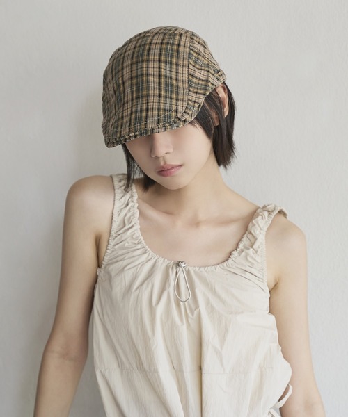UNE MANSION(ユヌマンション)の「ビンテージユニークチェックハンチングキャップ(ハンチング/ベレー帽・レディース・レッド/ベージュ/ネイビー・ONE SIZE)」の10枚目の写真