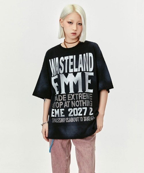 Ressaca（レサーカ）の「オーバーサイズ ラインストーンレターロゴプリントTシャツ（Tシャツ/カットソー・メンズ・ブラック/レッド・M/L/XL/XXL）」の2枚目の写真