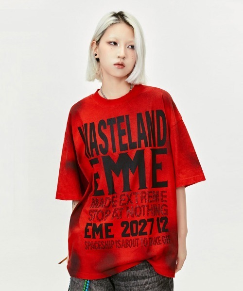 Ressaca（レサーカ）の「オーバーサイズ ラインストーンレターロゴプリントTシャツ（Tシャツ/カットソー・メンズ・ブラック/レッド・M/L/XL/XXL）」の7枚目の写真