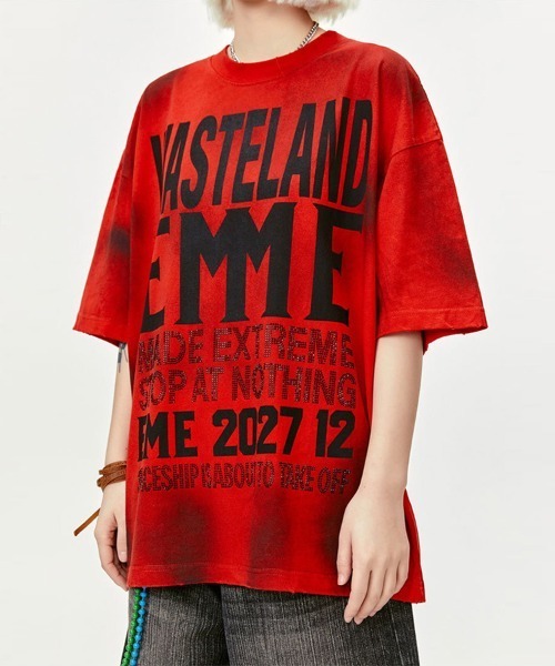 Ressaca（レサーカ）の「オーバーサイズ ラインストーンレターロゴプリントTシャツ（Tシャツ/カットソー・メンズ・ブラック/レッド・M/L/XL/XXL）」の11枚目の写真