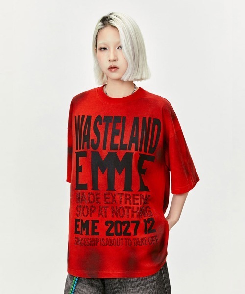 Ressaca（レサーカ）の「オーバーサイズ ラインストーンレターロゴプリントTシャツ（Tシャツ/カットソー・メンズ・ブラック/レッド・M/L/XL/XXL）」の8枚目の写真