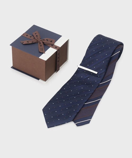 【セール】【BOXセット】シャドーストピンドットネクタイ＆タイバー セット（ネクタイ）｜TAKEO KIKUCHI（タケオキクチ）