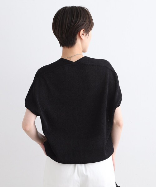 INDIVI（インディヴィ）の「◆【洗える／サマーニット】無縫製ペーパーヤーンアシメ編地ニット（ニット/セーター・レディース・ブルー/ブラック/ホワイト/ライトグレー/マスタード・05/13/15 /19/38/34）」の16枚目の写真