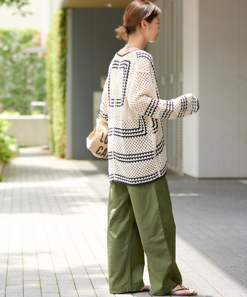 JOURNAL STANDARD relume（ジャーナルスタンダード　レリューム）の「《追加7》クロシェラインVネックカーディガン（カーディガン/ボレロ・レディース・ベージュ・FREE）」の5枚目の写真