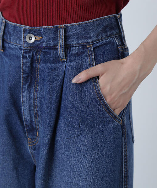 NATURAL BEAUTY BASIC（ナチュラルビューティーベーシック）の「◇タックワイドデニムパンツ（デニムパンツ・レディース・ブラック/ダークブルー・SMALL/MEDIUM）」の20枚目の写真