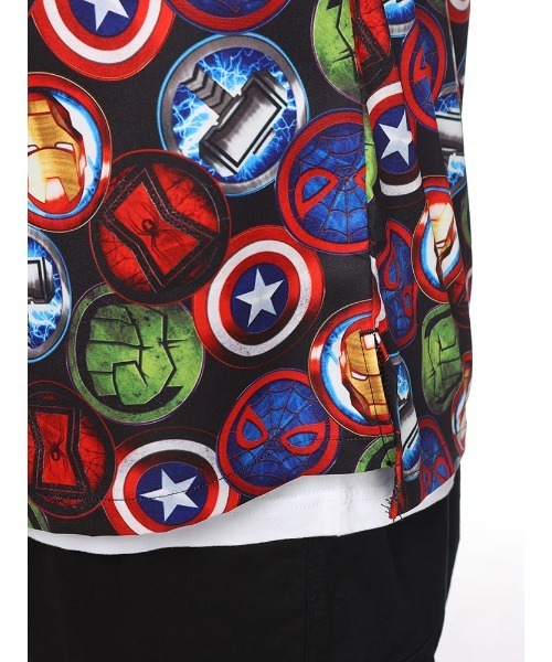 MARVEL(マーベル)の「【MARVEL】マーベル 総柄 半袖 シャツ(シャツ/ブラウス・メンズ・ブラック・X1(3L~4L)/X2(4L~5L)/X3(6L~7L)/X4(8L~9L))」の2枚目の写真