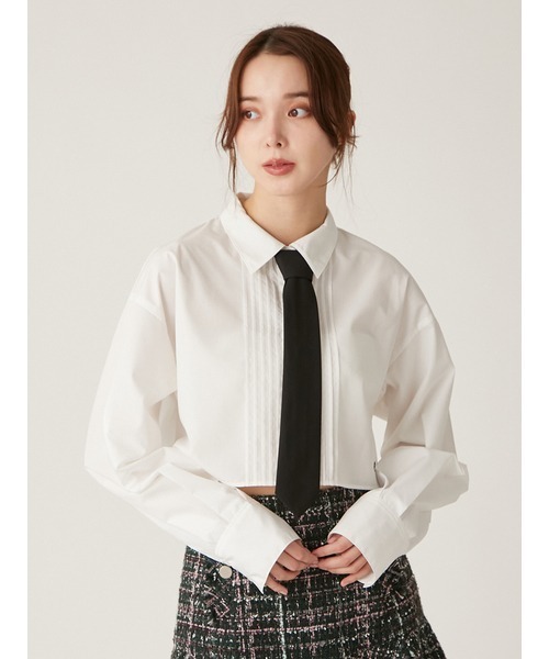 Lily Brown - 【美品】リリーブラウン クロップド ブラウス 長袖 ブラトップ付き LILY BROWN（リリーブラウン）の「クロップドシャツブラウス