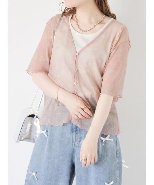 ehka sopo（エヘカソポ）の「ラメシアーVネックカーディガン（カーディガン/ボレロ・レディース・ブラック/キナリ/ピンク/ブルー・F）」の4枚目の写真