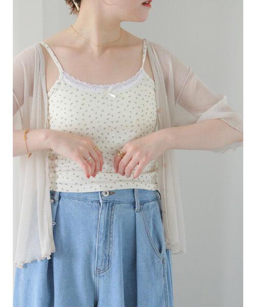 ehka sopo（エヘカソポ）の「ラメシアーVネックカーディガン（カーディガン/ボレロ・レディース・ブラック/キナリ/ピンク/ブルー・F）」の2枚目の写真