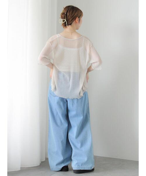 ehka sopo（エヘカソポ）の「ラメシアーVネックカーディガン（カーディガン/ボレロ・レディース・ブラック/キナリ/ピンク/ブルー・F）」の7枚目の写真