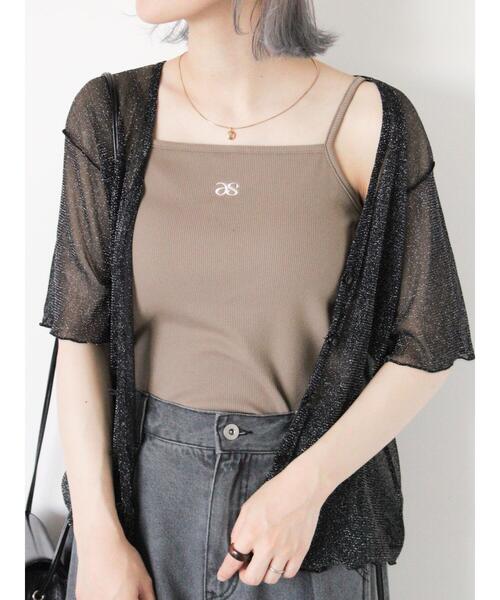 ehka sopo（エヘカソポ）の「ラメシアーVネックカーディガン（カーディガン/ボレロ・レディース・ブラック/キナリ/ピンク/ブルー・F）」の8枚目の写真