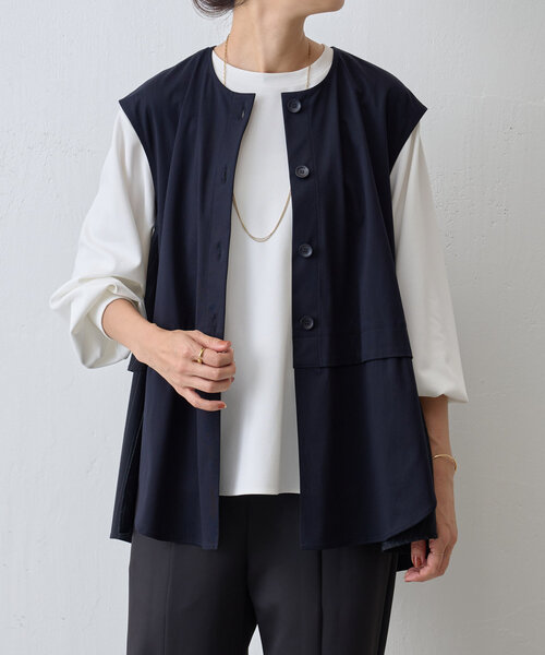 LIVETART（リヴェタート）の「《LIVETART》ストライプフリルチュニック（シャツ/ブラウス・レディース・ネイビー・FREE）」の2枚目の写真