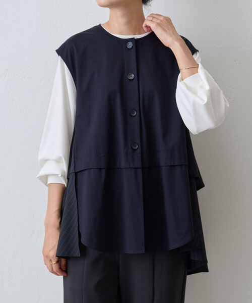 LIVETART（リヴェタート）の「《LIVETART》ストライプフリルチュニック（シャツ/ブラウス・レディース・ネイビー・FREE）」の8枚目の写真