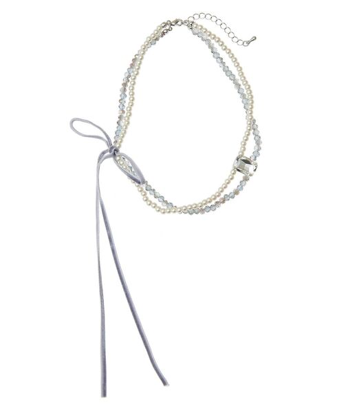 earth music&ecology（アースミュージックアンドエコロジー）の「ベロアリボン×パールネックレス（ネックレス・レディース・グレー/ベージュ・FREE）」の17枚目の写真