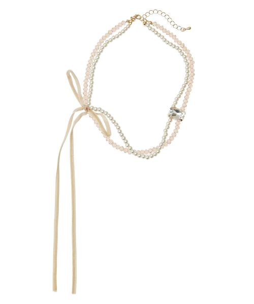 earth music&ecology（アースミュージックアンドエコロジー）の「ベロアリボン×パールネックレス（ネックレス・レディース・グレー/ベージュ・FREE）」の18枚目の写真